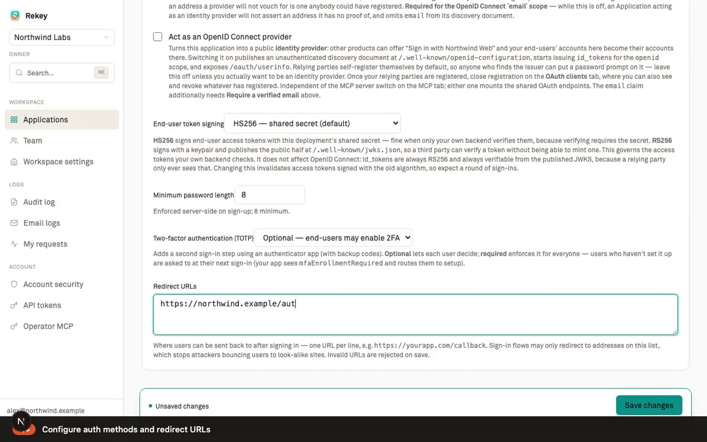 Auth & redirect URLs