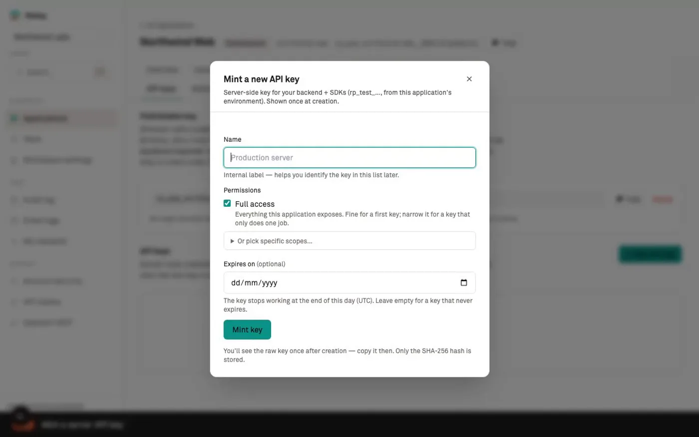Mint a server API key