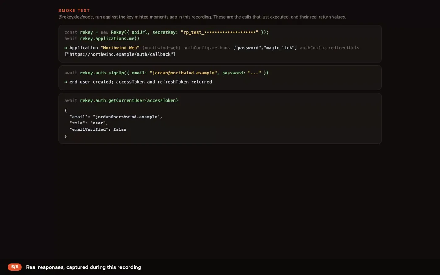 SDK proof, real responses