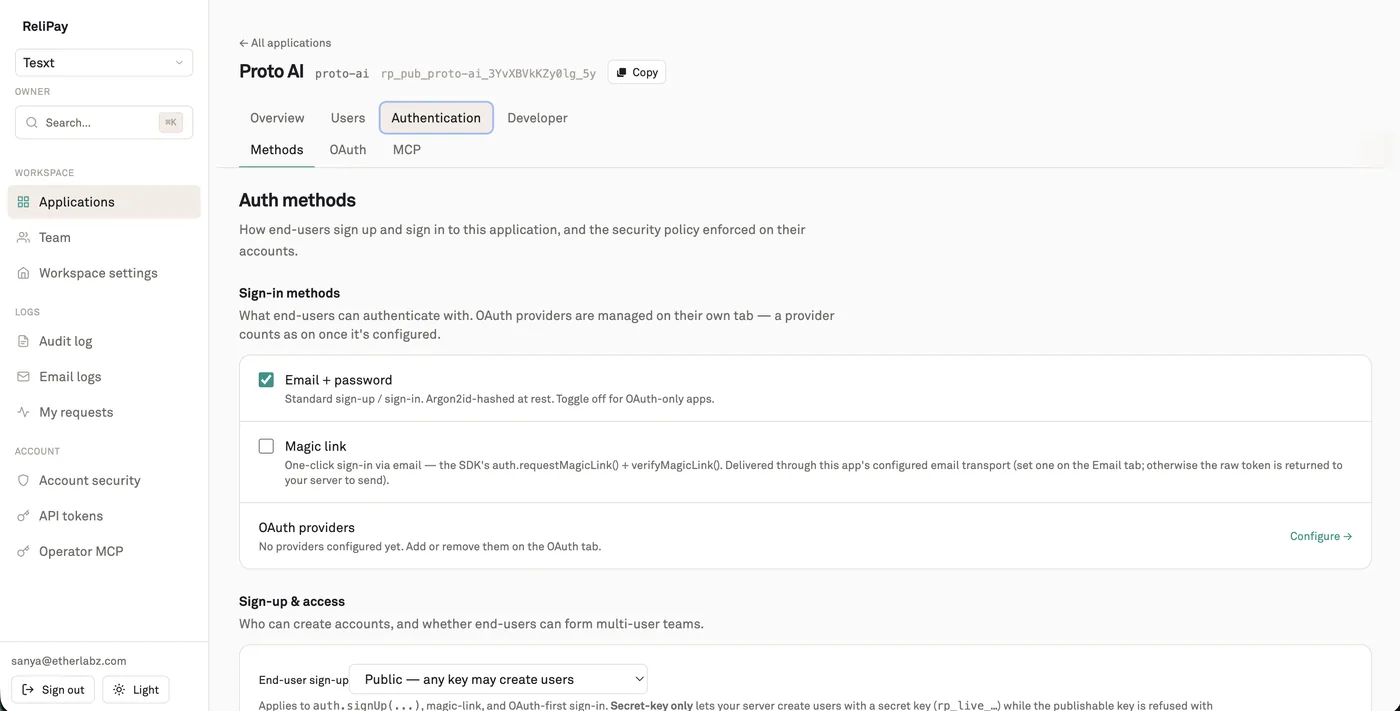 Auth methods